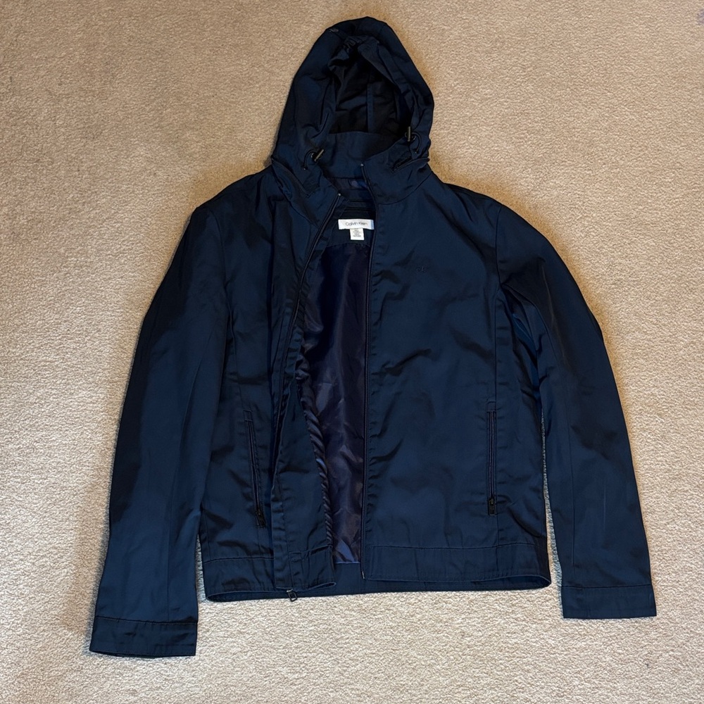 Calvin Klein Men's Dark Blue Hooded Windbreaker